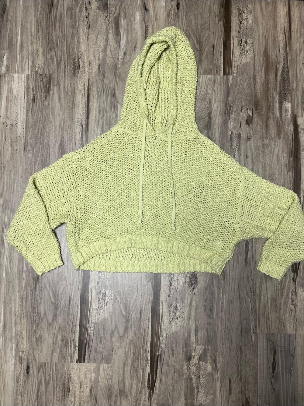Pilcro by Anthropologie Sailcloth Hooded Open Knit Cropped Sweater Green XS